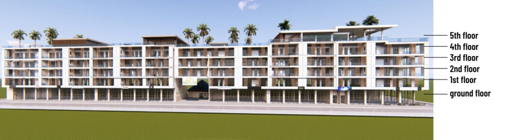 Seaview Apartments_Kololi_3D full frontview + floor_Gamrealty